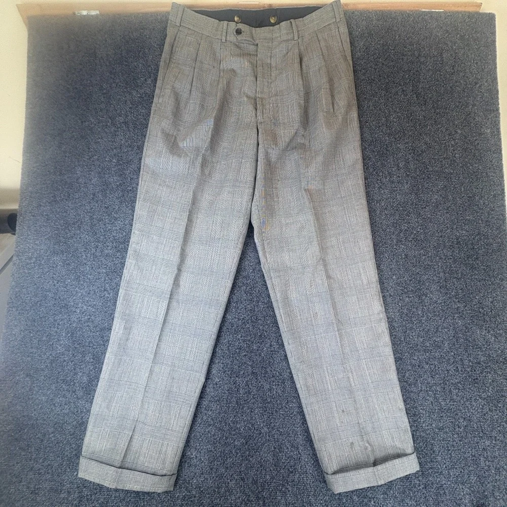 Brooks Brothers Lands' End Blazer Suit Set Mens 40R/34 Gray Glen Plaid Wool